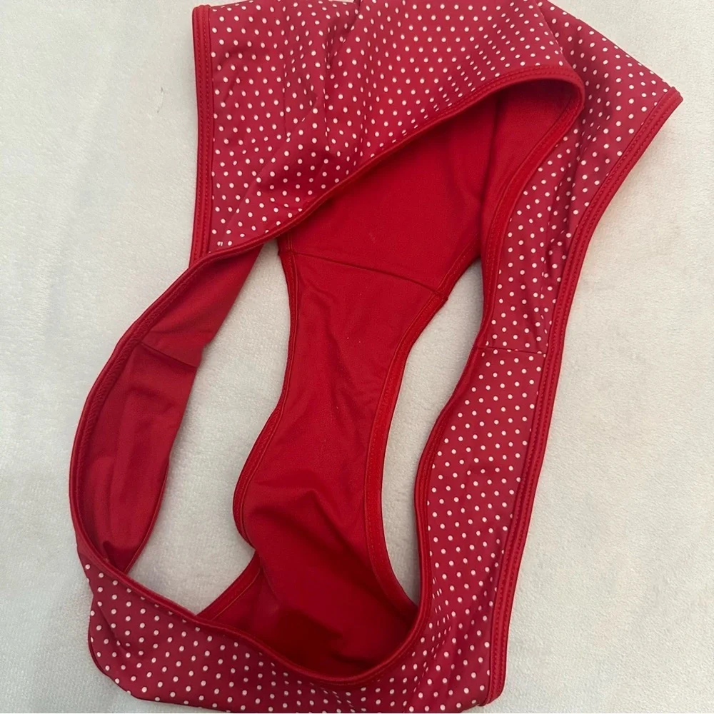 New! Frankies Bikinis Dove Classic Bikini Bottom in Scarlet Dot 51883